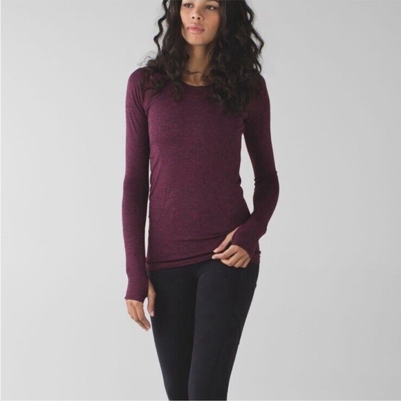Lululemon Swiftly Tech Long Sleeve In Heathered Dashing Purple Size 4 Burgundy - Picture 6 of 12